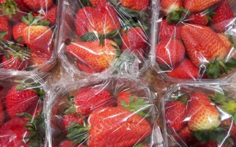 Erdbeeren in Verpackung