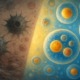 Digitale Illustration: Vergleich zwischen beschädigten „Zombie-Zellen“ und gesunden Zellen mit aktiver Autophagie, Zellreinigung und Regeneration.
