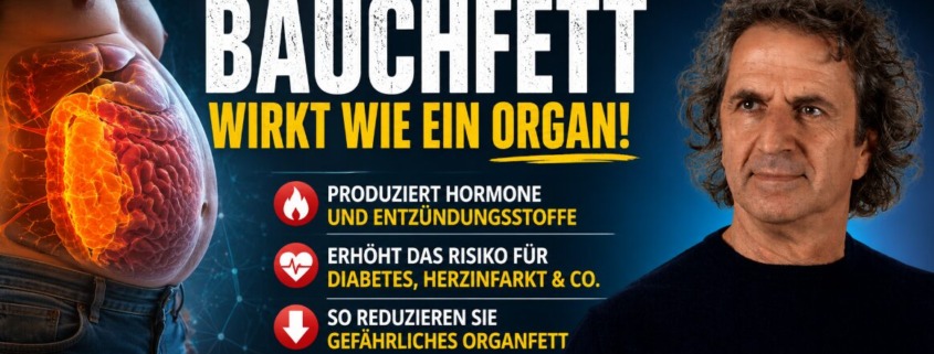 René Gräber erklärt, warum viszerales Bauchfett wie ein hormonaktives Organ wirkt und das Risiko für Diabetes, Herzinfarkt und chronische Entzündungen erhöht.