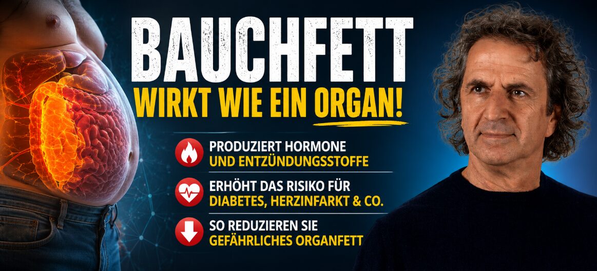 René Gräber erklärt, warum viszerales Bauchfett wie ein hormonaktives Organ wirkt und das Risiko für Diabetes, Herzinfarkt und chronische Entzündungen erhöht.